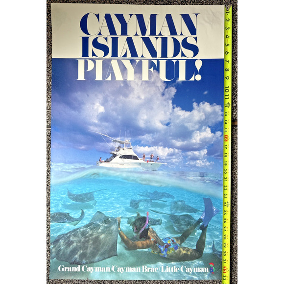 Cayman Islands Poster Sting Ray Snorkeling Tropical Ocean Water Boating Islands - Picture 1 of 9